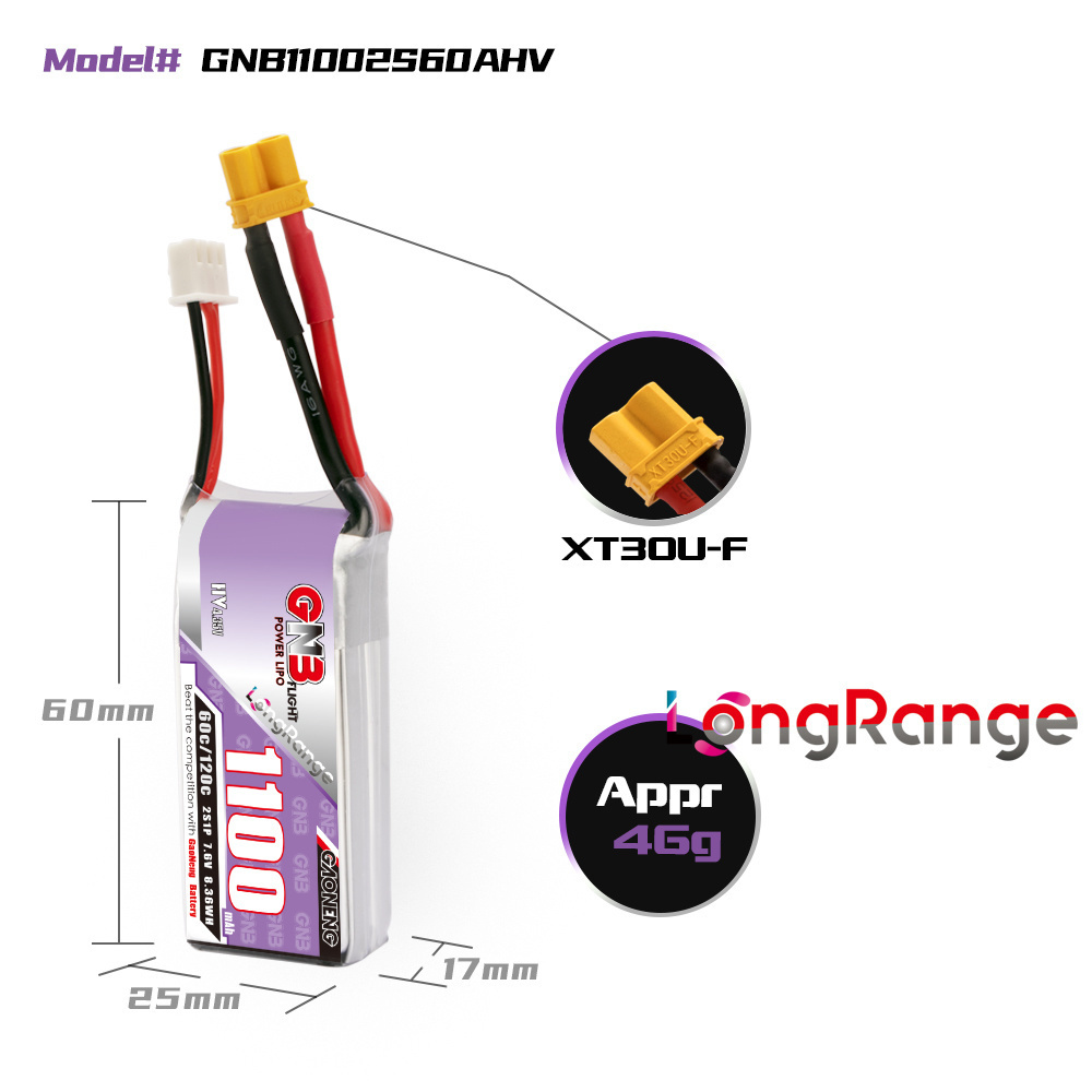 GNB 1100 mAh 2S 3S 4S 6S 60C/1 – Drone Rc Leading Bewertung und Preis